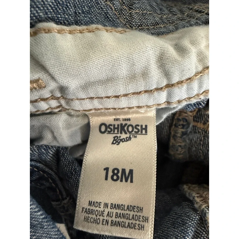 Vintage OshKosh Bgosh Toddler Denim Vestbak Overalls Medium Wash Blue 18M Cotton